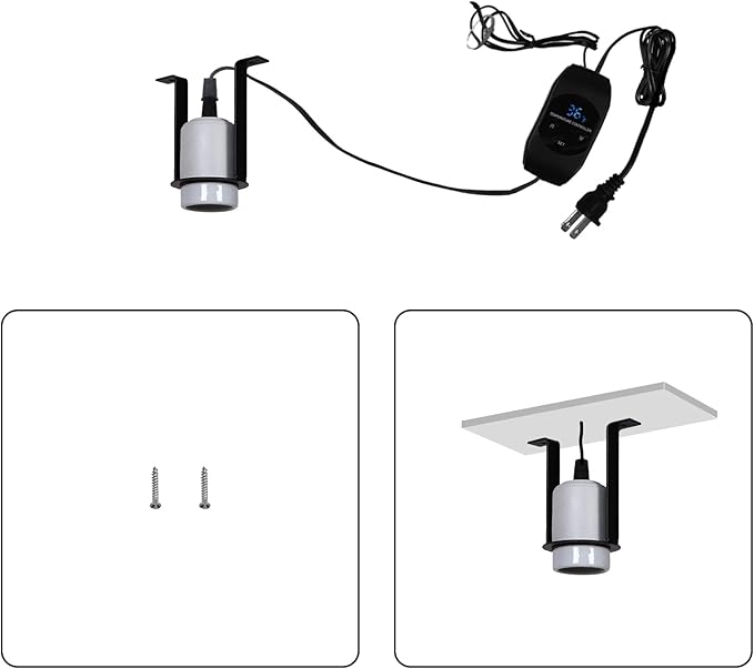Reptile Ceramic Heat Lamp Holder with Thermostatic Timer,Pet Heater Bracket for for Reptile Glass Terrariums