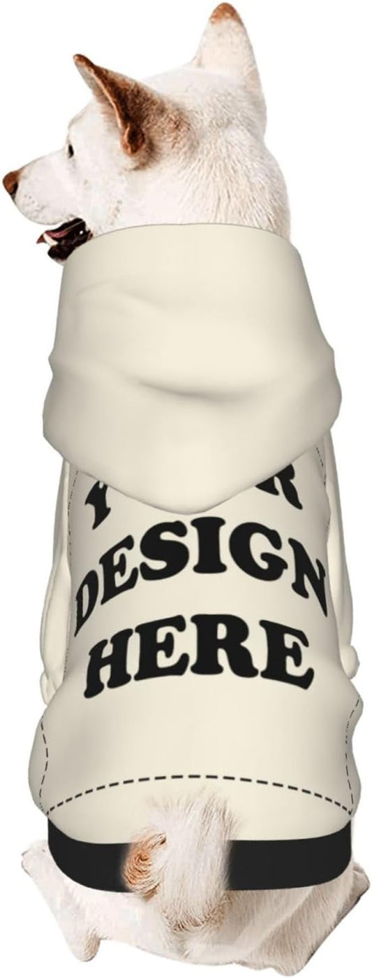 Dog Clothes, Custom Dog Hooded Sweatshirt, Personalized Pet Costume Robe Shirt with Text/Image/Club Name/Pet Shop Logo for Small Medium Large Dogs and Cats, CreamYellow, L