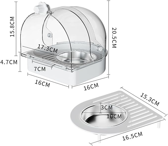 Hanging Brid Bath with Feeder for Cage, 3 in 1 Multifunction Bird Bath/Bowl/House, Bird Cage Accessories Suitable for Small to Medium Birds, Like Lovebirds, Finches, Parakeets, Mannikin