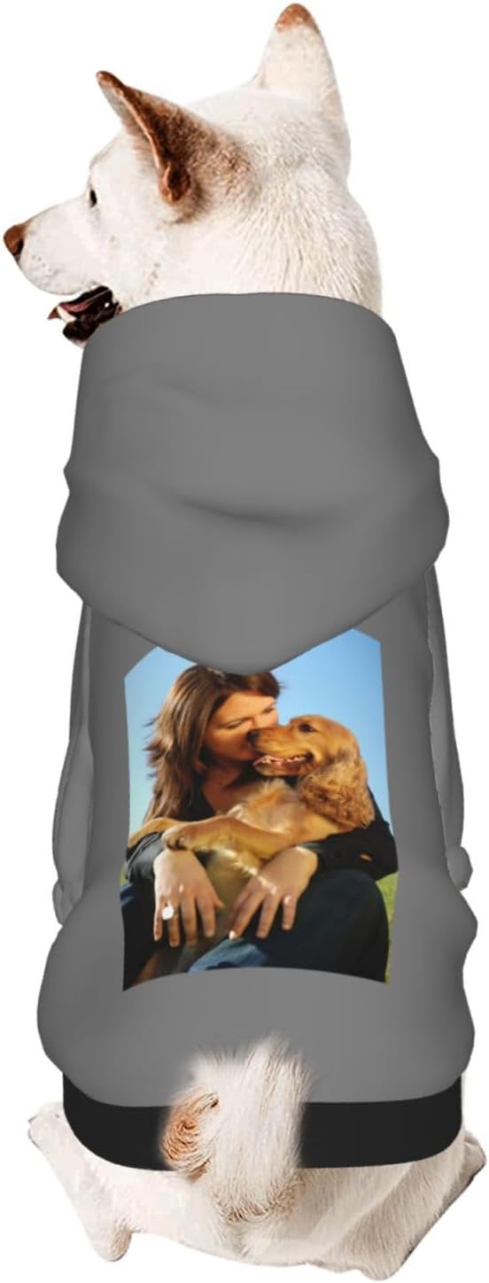 Custom Dog Hoodie Add Your Design Soft & Warm Personalized Photo Text Logo Name Dog Clothes for Puppy Sweatshirt Hooded for Small Medium Large Dogs Girl/Boy Cats Gray