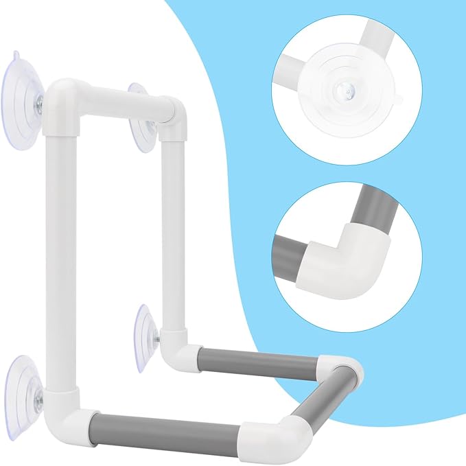 Hypeety Bird Portable Suction Cup Parrot Shower Perch Window Standing Platform Shower Bath Toy for Bird Parrot Macaw Cockatoo African Greys Budgies Parakeet Cockatiel