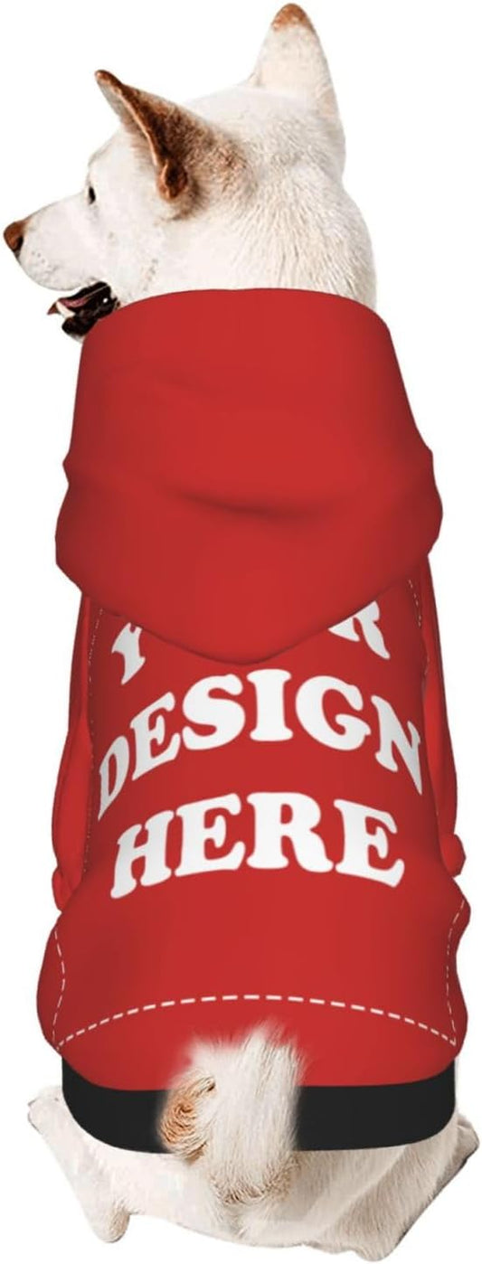 Dog Costume, Custom Dog Hoodie, Dog Name Costume Holiday Pet Pajamas Outfit, Personalized Pet Coat Costumes for Small Medium Large Dogs and Cats for Winter, Red, M