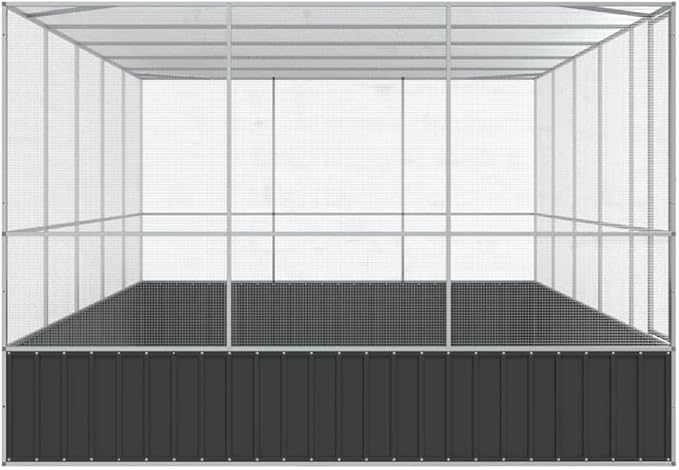 Large Bird Aviary with Extension, Outdoor Galvanized Steel Bird Cage, Galvanized Steel Outdoor Bird Aviary, Mesh Fence Bird House for Small Animals, 203.9"x120.9"x83.5"