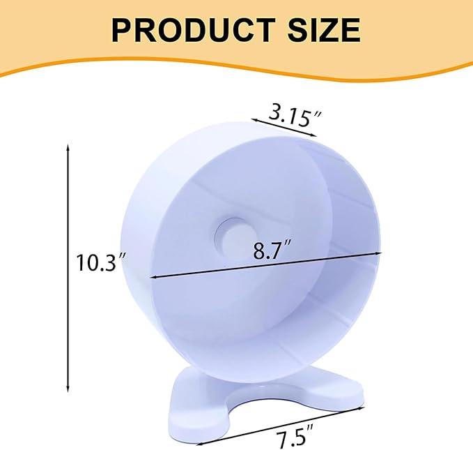 Super Silent Hamster Wheel, 8.5 Inches Small Animal Exercise Wheel for Gerbil, Syrian & Dwarf, Chinchilla Wheel with Stable Stand, White