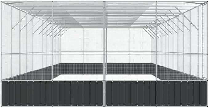 Large Bird Aviary with Extension, Outdoor Galvanized Steel Bird Cage, Galvanized Steel Outdoor Bird Aviary, Mesh Fence Bird House for Small Animals, 490.6"x163"x83.5"
