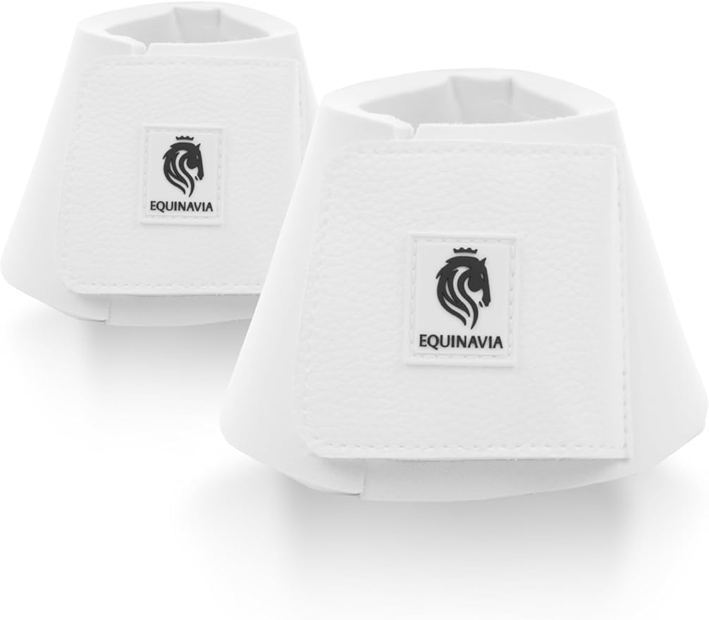Equinavia Toki Bell Boots for Horses | Neoprene Overreach Boots - White - S