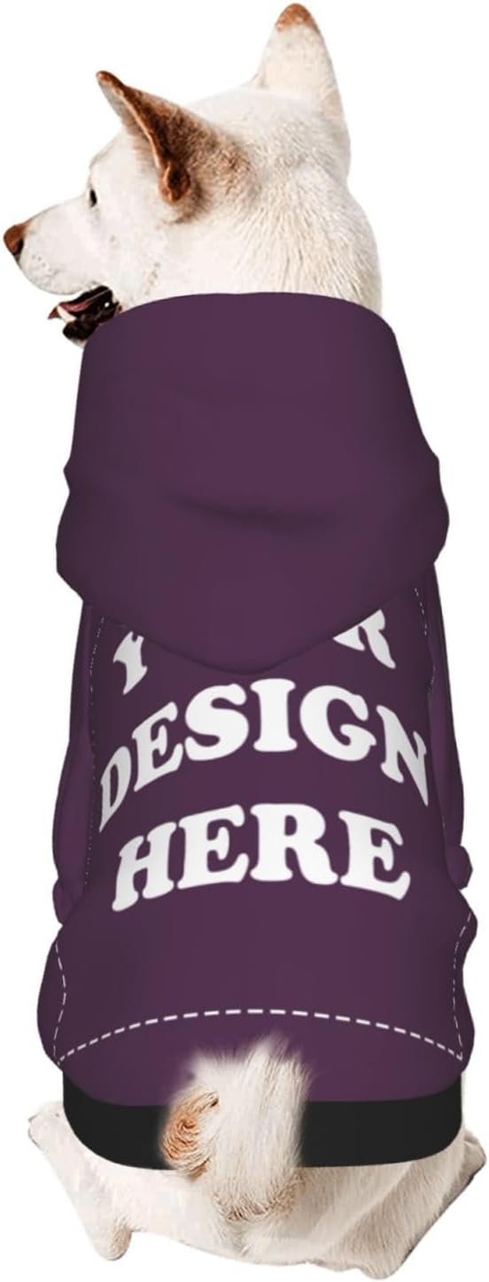 Personalized Chihuahua Dog Hoodie, Custom Pet Warm Sweatshirt Costume with Name Number Photo, Customize ID Clothes for Pupppy Kitten Dogs Cats, PlumPurple, XXS