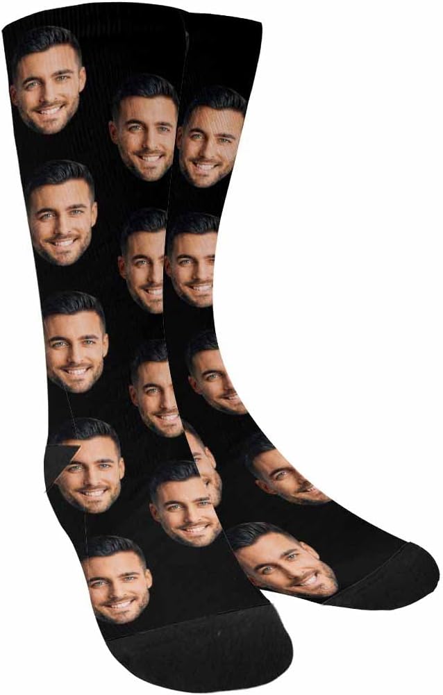 MyPupSocks Custom Personalized Photo Pet Face Socks, Cat and Dog Tracks Paws Bones Crew Socks with Picture for Men Women