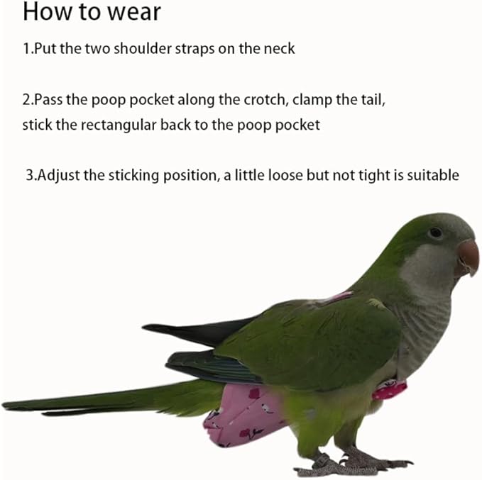 6PCS Washable Reusable Bird Diapers with Waterproof Lining & Adjustable Straps – Soft Parrot Diaper Clothes Costume Set for for Parakeets, for Budgies, for Mini Macaws (S)