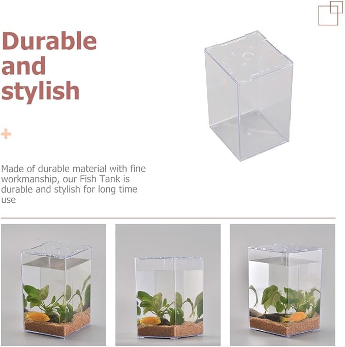 Acrylic Fish Breeding Box-1pc Acrylic Fish Isolation Box Tank Desktop Aquarium Betta Tank Small Aquarium Miniature Turtle Tank Mini Bowl Container