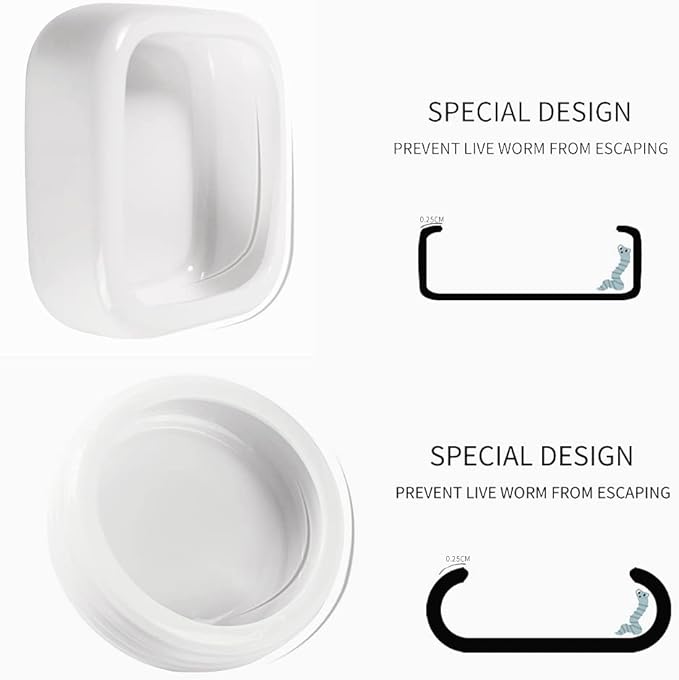 Reptile Food Bowls Ceramic Square Reptile Water Food Dish, Pet Food Bowl for Lizards, Young Bearded Dragons, Small Snakes, Gecko Tortoise Spider (White, Medium-2Pack)