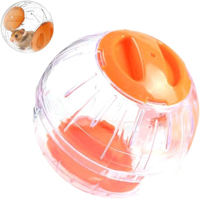 Mini New Cute Dwarf Hamster Running Ball 4.72 Inches Crystal Ball for Hamsters Small Silent Exercise Wheel Cage Accessories for Hamsters Less Than 4 inches 10 cm in Length (Orange)