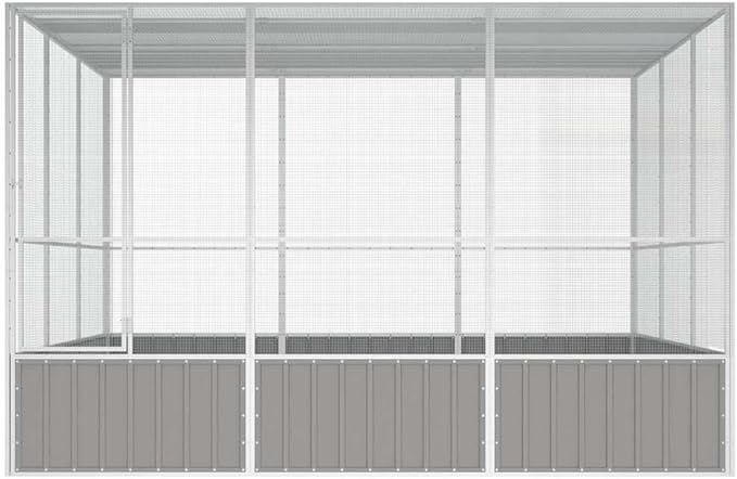 Metal Steel Large Bird Cage for Budgies, Pigeons, Galvanized Steel Birdcage Aviary House, 119.1"x127.8"x83.3", Gray,-674