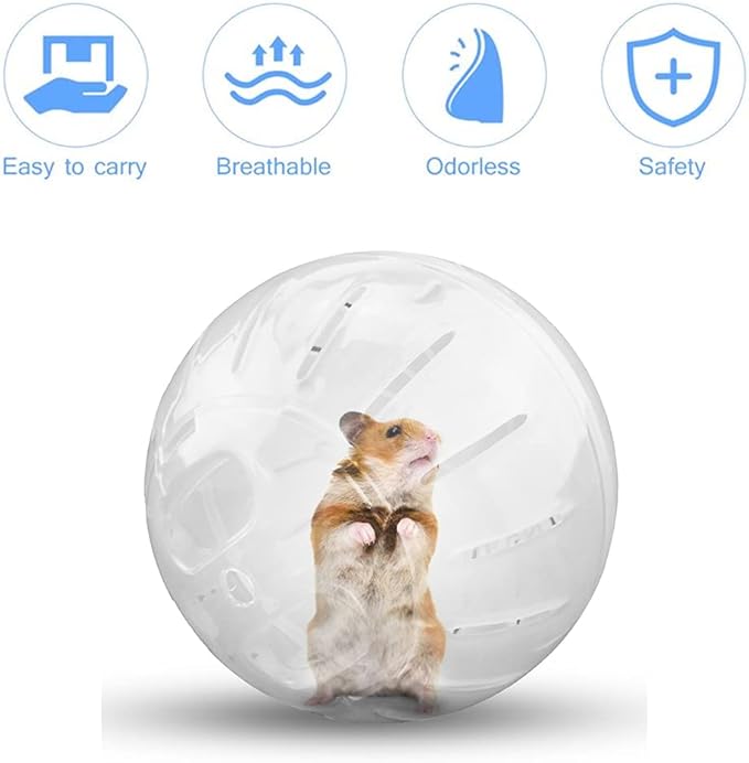Hamster Exercise Ball Silent Hamster Wheel Small Animals Transparent Ball for Dwar Rat Relieves Boredom and Increases Activity (6 inch, Clear)