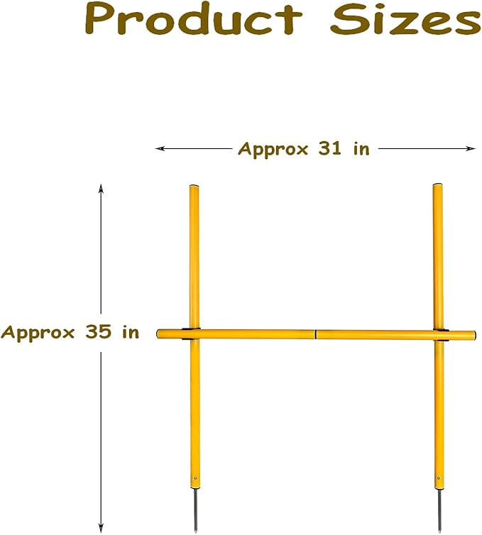 TNZMART 2.6 FT Dog Agility Obstacle Course Backyard Set with Wave Poles, Adjustable Hurdles and Jump Ring, Training Exercise Equipment for Dogs (Pack of 3 Yellow)