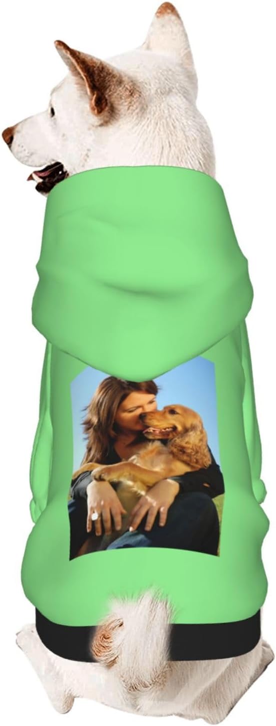 Custom Dog Hoodie Add Your Design Soft & Warm Personalized Photo Text Logo Name Dog Clothes for Puppy Sweatshirt Hooded for Small Medium Large Dogs Girl/Boy Cats LightGreen