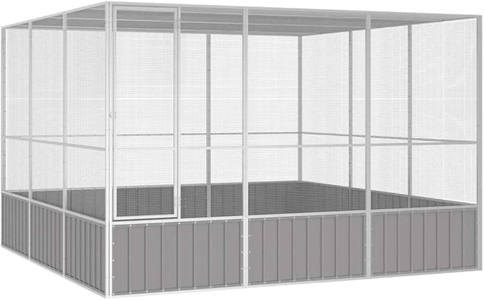 Metal Steel Large Bird Cage for Budgies, Pigeons, Galvanized Steel Birdcage Aviary House, 119.1"x127.8"x83.3", Gray,-674