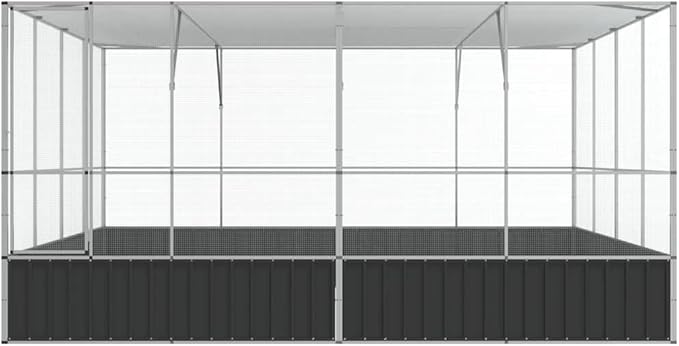 Large Metal Heavy Duty Walk-in Aviary Cage, Ample Activity Space Bird Cage with Lockable Door Also for Chickens and Rabbits, Silver 164.6"x163"x83.5" Steel,-513