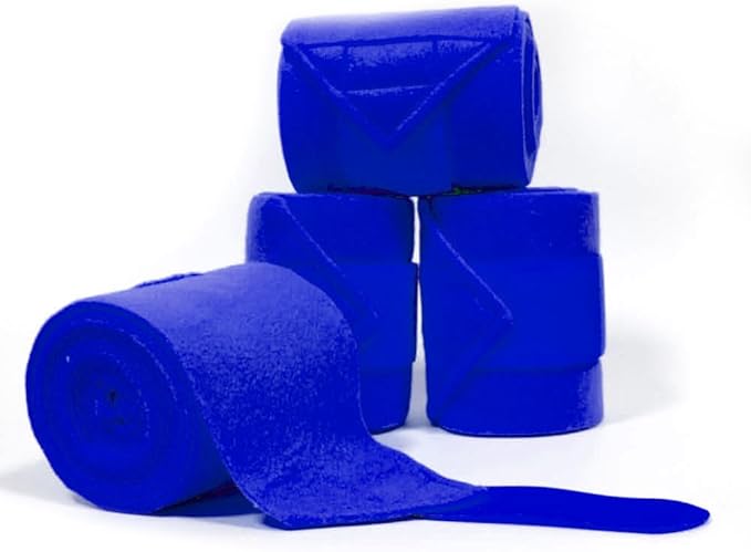 Horse Polo Leg Wraps Soft Fleece Wraps Equestrian Leg Bandage 4-Pack (Full(10ft), Royal Blue)