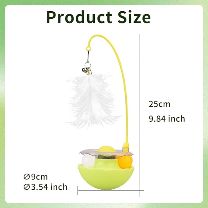 PAZ'S GIFT Interactive Cat Toy, 3-in-1 Teaser with Rolling Ball Track, Catnip Dancer for Indoor Cats