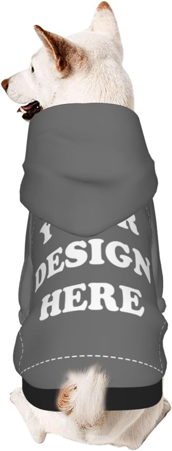 Personalized Dog Hoodie, Custom Dog Costumes for Small Dogs, Holiday Happy Dog Clothes Football Pet Shirt Sweater with Name Number for Girl/Boy Cats/Kitten, Darkgrey, XXS