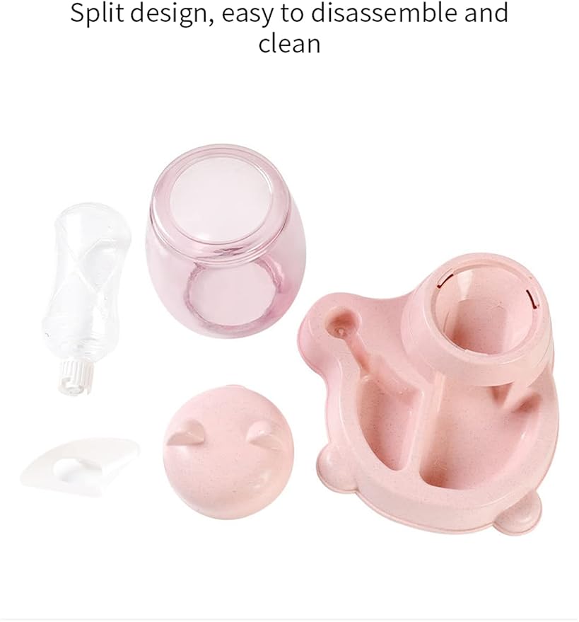 Automatic Cat & Dog Feeder Set, Self-Dispensing Food & Water Dispenser, Large Capacity (Pink)