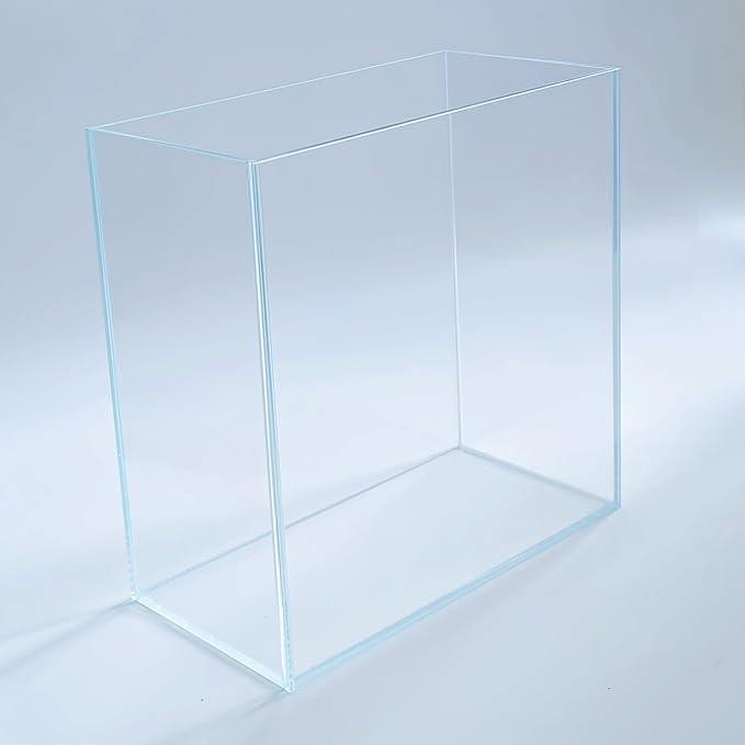 High-Clarity 3.5 Gallon Fish Tank 30 * 15 * 30CM - Low Iron Glass Aquarium with Space-Saving Thin & Narrow Designs | Includes Non-Slip Mat, Corner Guards + Decor | Ideal for Desktop/Bathroom