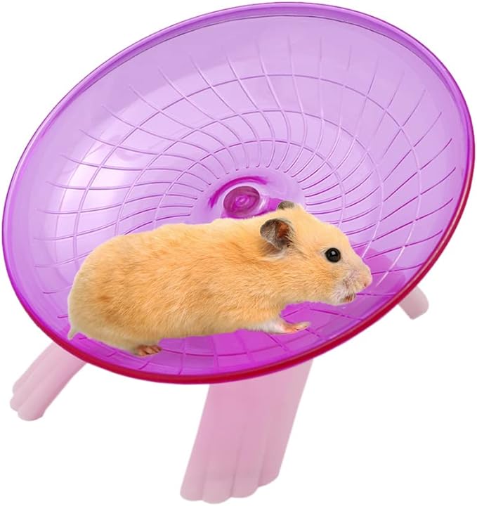 Litewoo Hamster Wheel Flying Saucer Exercise Toys, Silence Quite Spinner, for Gerbil Rat Mouse Mice Dwarf Hamster and Other Small Animal（Dark Red）