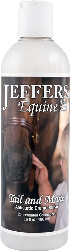 Jeffers Equine Tail & Mane Antistatic Creme Rinse Horse Conditioner, 16 oz - Detangler & Moisturizing Grooming Rinse with Aloe Vera, Jojoba Oil, & Lanolin for Soft, Smooth, Shiny Coat & Hair Care