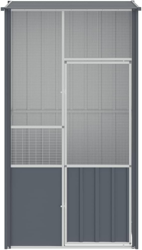 Bird Cage Galvanized Steel, Large Bird Cage with Wire Mesh Grids and Lockable Door, Aviary Spacious and Versatile Cage Ideal for Birds, Rabbits, Chickens, Anthracite 45.3"x30.7"x78.7"