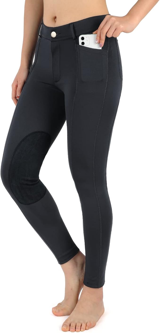 beroy Horse Riding -Pants Women Equestrian-Breeches - Ladies Training Horseback Riding Tights Full Seat Silicone Pockets
