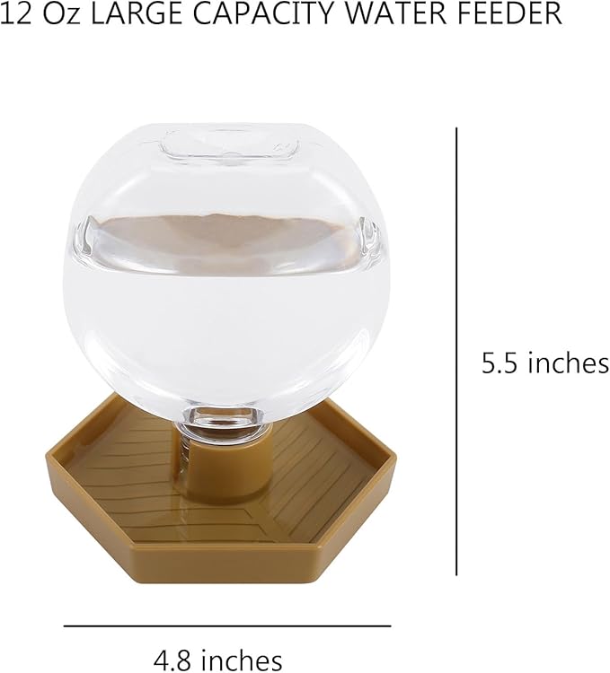 Reptile Water Feeder,Gecko Bearded Dragon Automatic Water Dispenser 12 Oz Amphibians Waterer Dish Terrarium Bowls for Lizards Turtles Snake Frog,Round Shaped