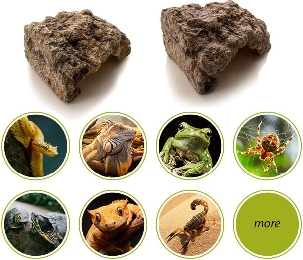 Reptile Simulation Rock Hide - Resin Amphibian Hideouts Cave Size 2.83'' x 1.18'', Habitat for Bearded Dragon Turtles Lizards Snakes Crab Gecko Leopard Spider Fish