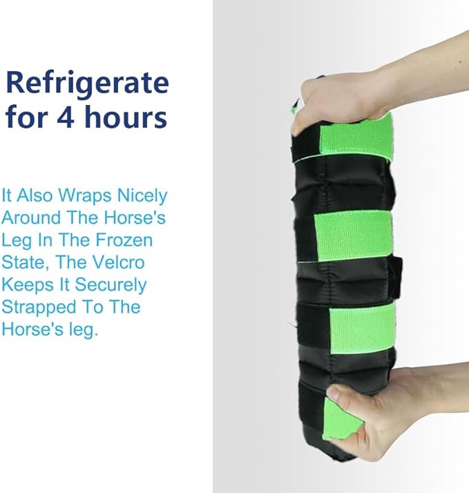Horse Ice Boots - Reusable Gel Ice Pack for Horses | Cooling Leg Wraps for Hock, Knee, Ankle & Hooves | Horse Supplies & Care Gift Ideas - 1 Pair, Green