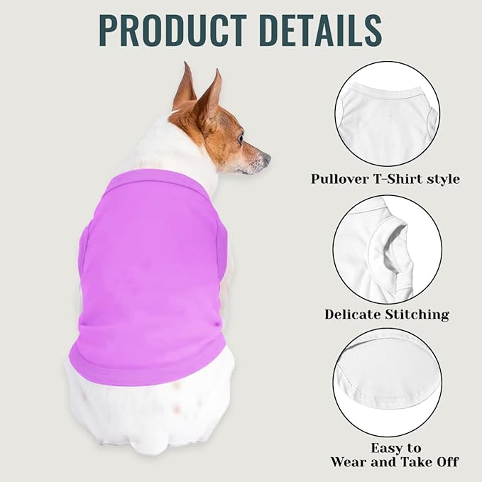 Custom Dog Clothes Shirts for Small Large Dogs Breathable Pet Shirt Customized Image Text Sleeveless Tank Tops for Puppy Cats Customize Pets Apparel Gifts, Light-Purple, L