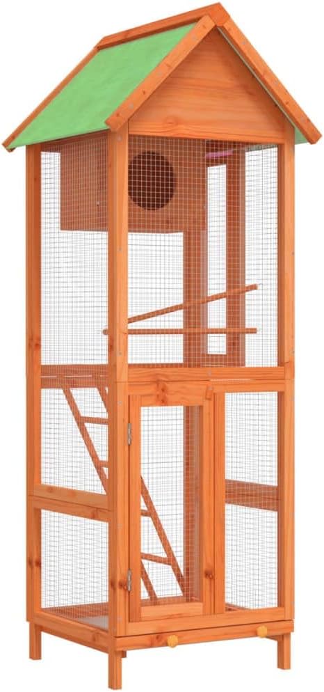 Wooden Bird House Bird Cage, Bird Flight Cages Parrot Cage for Parakeet, Lovebirds, Ringneck, Cockatiels, 23.6"x23"x63" Solid Wood Pine,-422