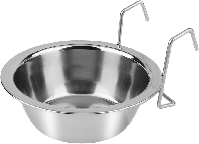 Hypeety Stainless Steel Food Water Cup with Bolt Hooks for Pet Bird Crates Cages Coop Dog Cat Parrot Bird Rabbit Pet (Medium,13cm)