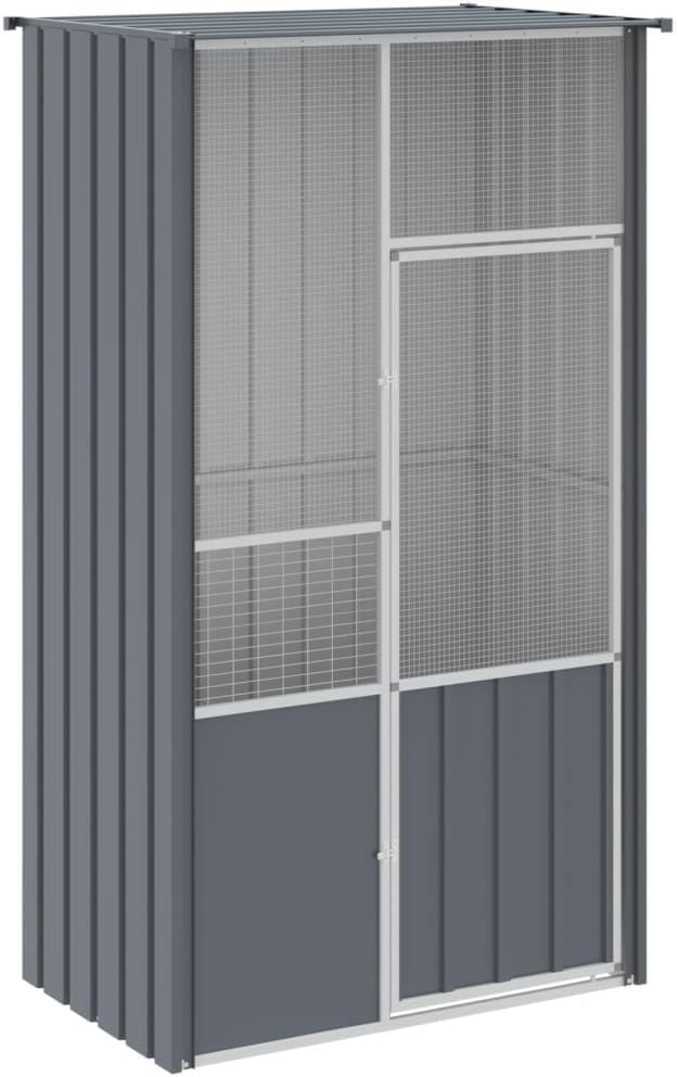 Galvanized Steel Bird Aviary, Mesh Fence Outdoor Aviary Flight Cage, Anthracite 45.3"x30.7"x78.7"