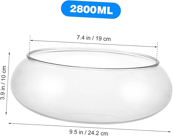 Large Clear Plastic Fish Bowl Round Terrarium Vase Goldfish Bowl Hydroponic Vase Water Lily Succulent Planter for Wedding Party Home Decor
