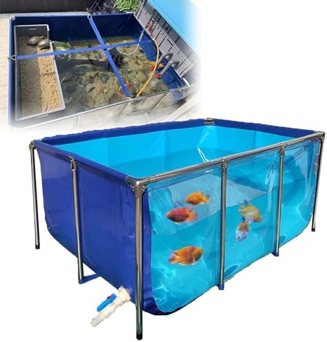 Flexible PVC Canvas Fish Breeding Tank with Steel Frame, 50x40x30cm Aquatic Pet Pool, Clear Viewing Window, Easy Assembly, Ideal for Backyard Pond and Fish Care