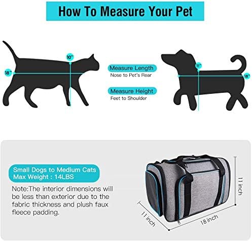 Siivton Airline Approved Pet Carrier, 4-Way Expandable Cat Dog Carrier for Under-Seat Travel, Soft-Sided Portable Pet Bag with Removable Fleece Pad, Fits Small Pets Up to 15 lbs (18"x 11"x 11")