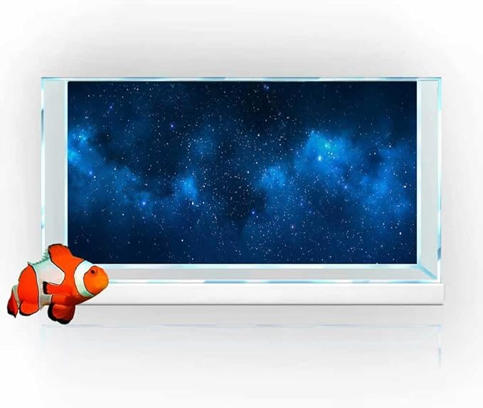 48X20IN Starry Aquarium Background, Art Starry Fish Tank Decorations Background, with 8 EVA Double-Sided Tape