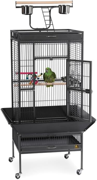 Suburban Sophistication Playtop Bird Home with Spacious Design, Durable Materials, Removable Perches Black/Small