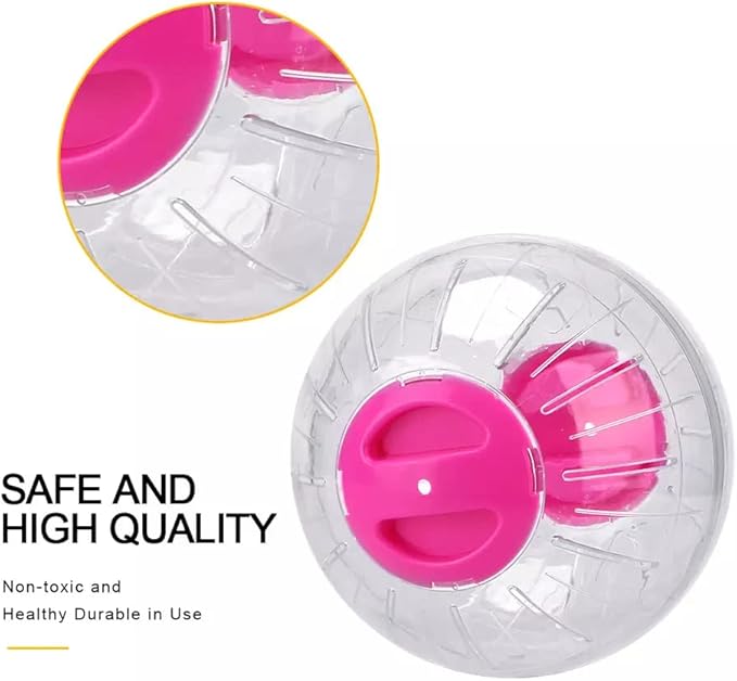 Hamster Exercise Ball Silent Hamster Wheel Small Animals Transparent Ball for Dwar Rat Relieves Boredom and Increases Activity (6 inch, Pink)