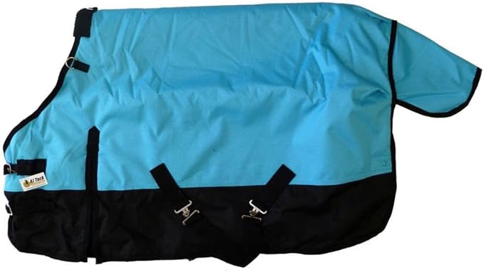 AJ Tack 1200D Waterproof Winter Pony Blanket - 300g Heavyweight Turnout with Fleece Collar, Shoulder Gussets & Tail Flap - Black 56"