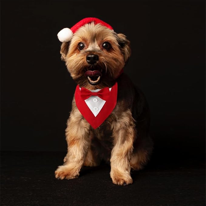 Dog Tuxedo, Formal Dog Wedding Bandana Adjustable Pet Collar with Bow, Small, Medium and Large Wedding Clothing, Birthday Gifts for Dogs