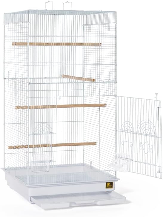 Neo-Classical Nostalgia Tall Cage with Elegant Design, Spacious Interior, Durable Construction, and Vertical Layout White