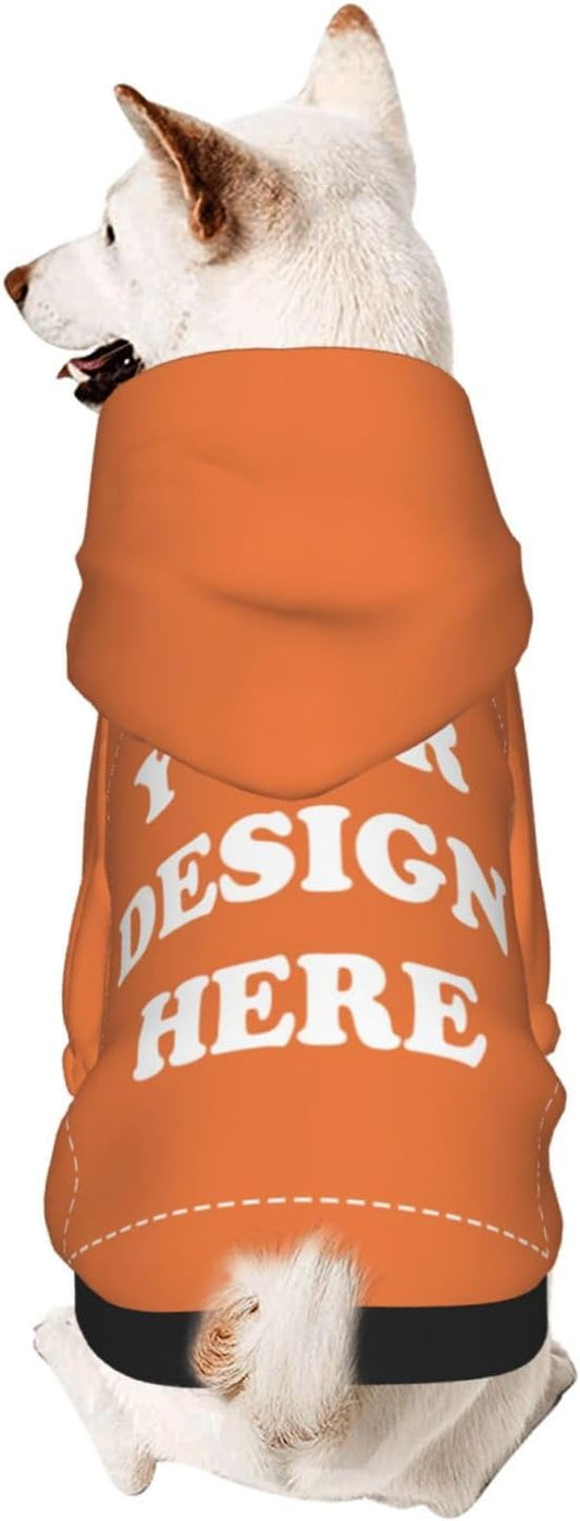 Dog Clothes, Custom Dog Hooded Sweatshirt, Personalized Pet Costume Robe Shirt with Text/Image/Club Name/Pet Shop Logo for Small Medium Large Dogs and Cats, Orange, L