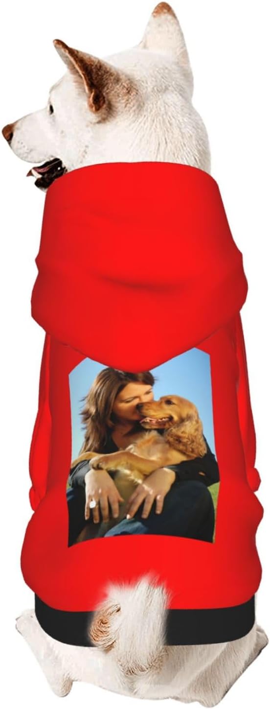 Custom Dog Hoodie with Your Design Soft & Warm Personalized Picture Logo Text Name Dog Clothes for Puppy Sweatshirt Hooded for Small Medium Large Dogs Girl/Boy Cats Pets Red