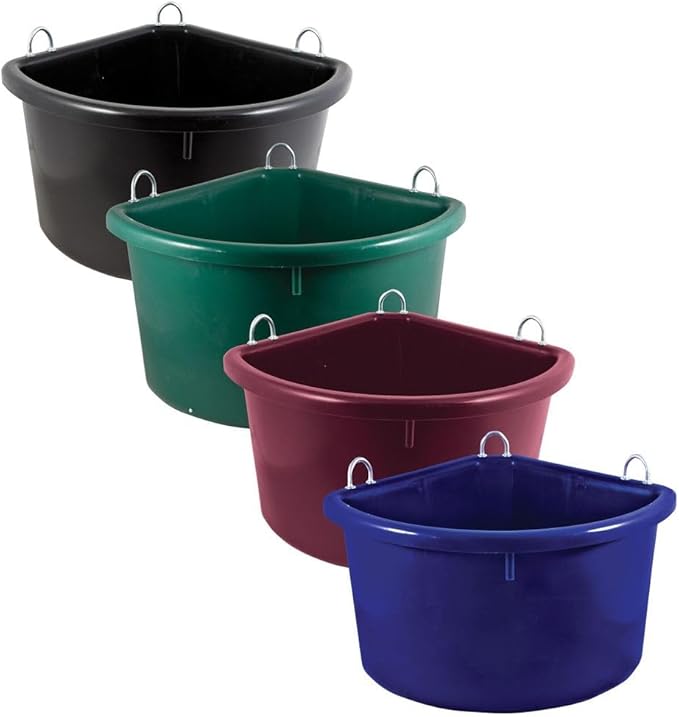 Dura-Tech Platinum Corner Feeder for Horses 30 Quart | Space-Saving Corner Design | Cold Weather Resistant | Color Burgundy
